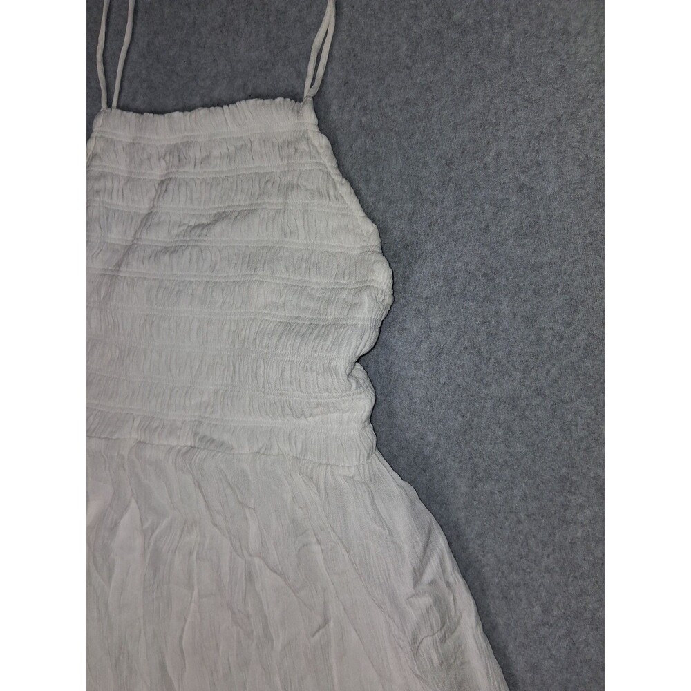 Z Supply Smocked tiered Crinkle Gauze Maxi Dress Size L White Cottagecore Boho - Picture 4 of 12